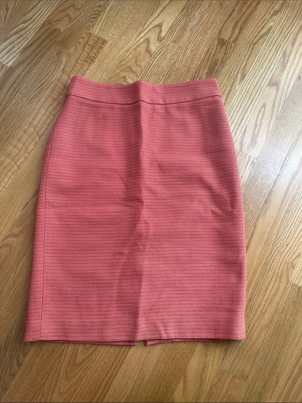 Ann Taylor Coral Ribbed Pencil Skirt